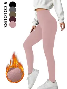 Women's Super Soft Fleece-Lined Leggings, Thermal Warm Pants for Winter, Ideal for Yoga & Running Workouts, Cold Weather Essentials, Seamless Yoga Leggings, Solid Sports Leggings