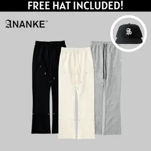 ANANKE Fate Heavyweight Fleece Carpenter Sweatpants - Cotton Men's Relaxed Fit with Side & Back Pockets, Elastic Waistband, and Stylish Tonal Stitching Fabric Menswear