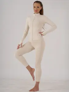 Women's Sportswear Set with Zipper Pockets Long Sleeve Jacket High Waist Leggings Yoga Clothes Set Ideal for Yoga Fitness Casual Wear BBLjacket