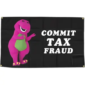 Commit TAX Fraud Funny Flags 3 * 5 Feet With Four Brass Buttonholes For Hanging Suitable For Indoor University Dormitory Party Tapestry Art poster outdoorfun