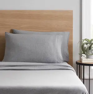 Grey Heather Extra Soft Adult Jersey Bed Sheet Set - Full, 4 Pieces, Soft and Comfortable for All Ages