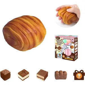 6 Pieces Chocolate Squeezable Series Blind Box Figures, Slow Rising Squishy, Cute Stress Relief & Fidget Toys for Party Favor Gift