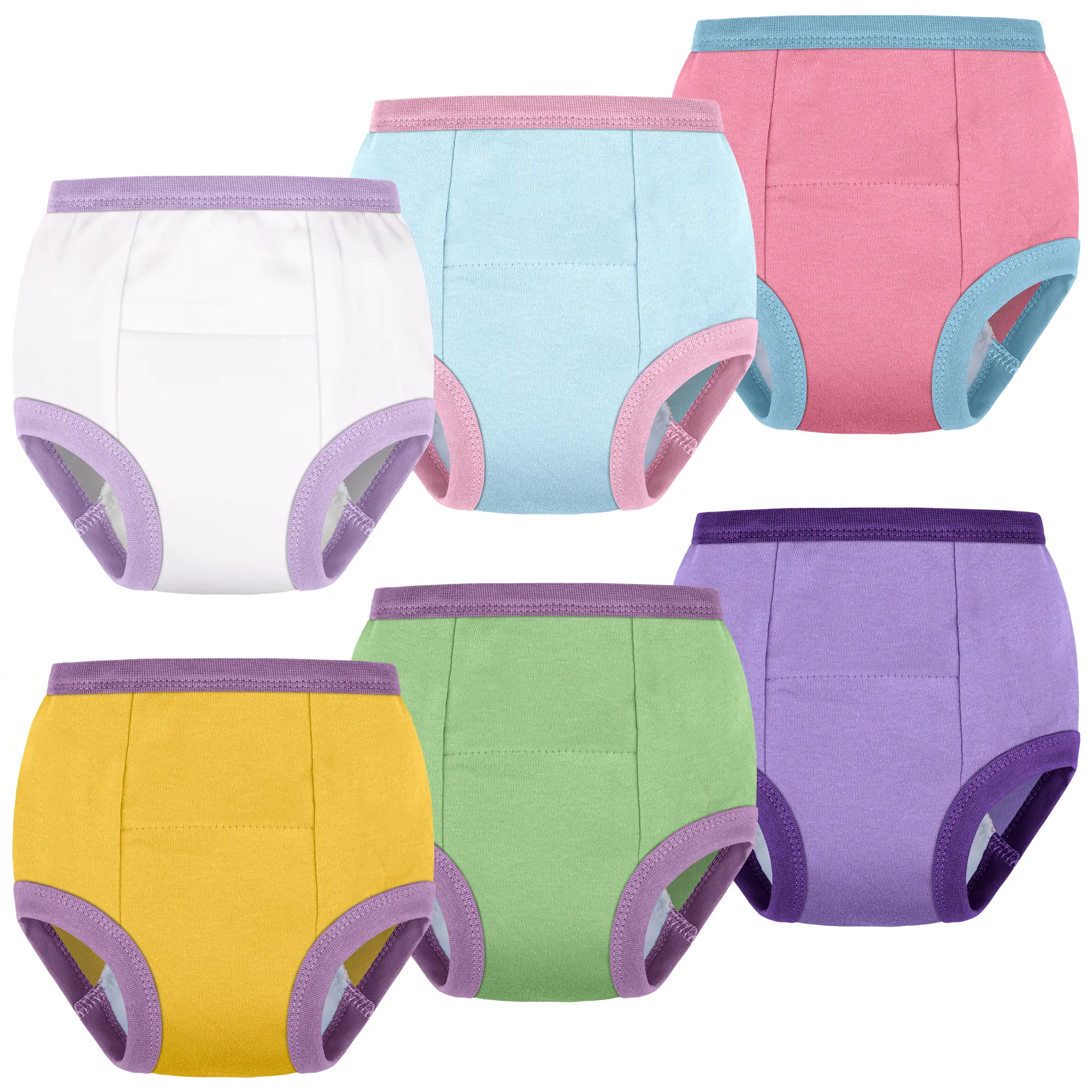 Big Elephant Toddler Cotton Potty Training Underwear, Solid Color Light-Absorb Toilet Learning Panties, 6-Pack