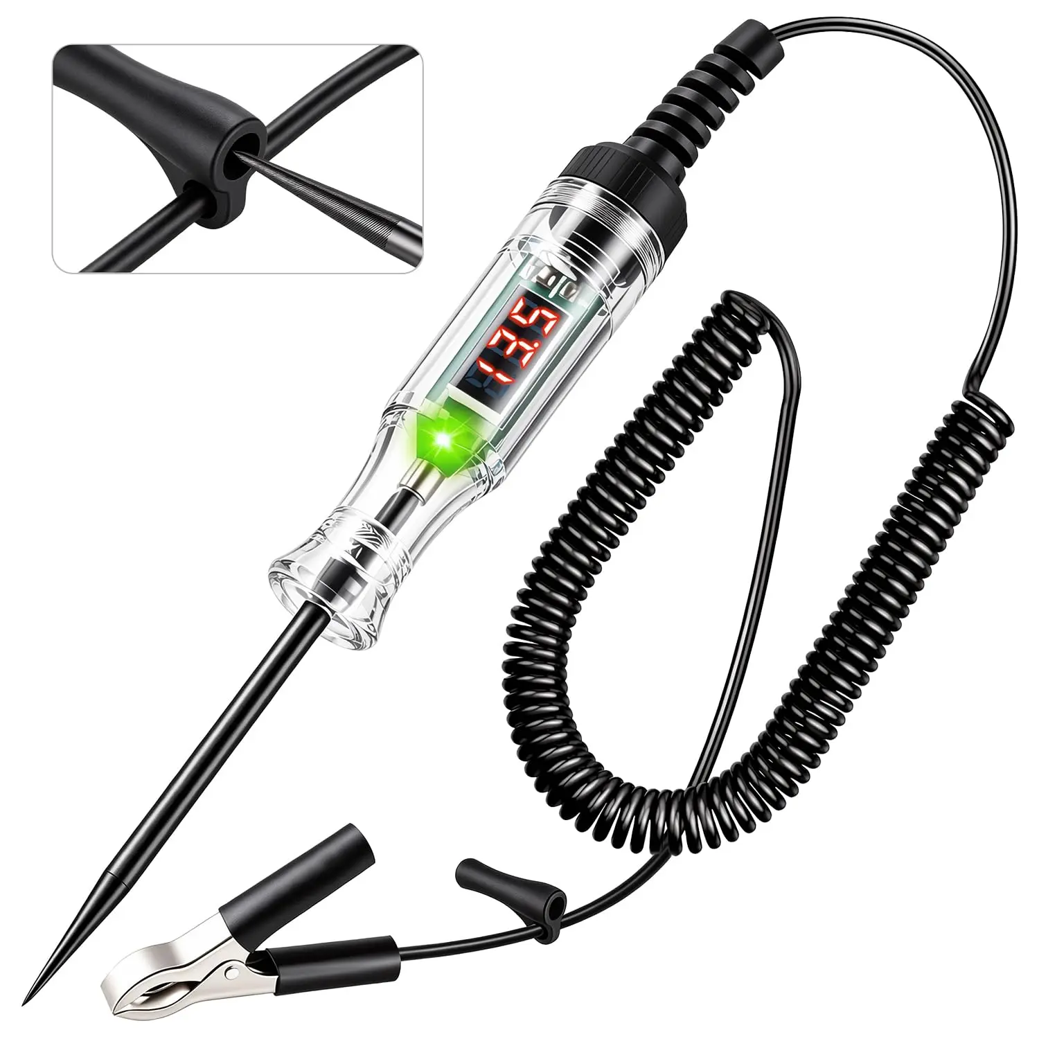 Automotive Test Light with 3-48V LED Digital Voltage Display, Auto Circuit Tester with Voltmeter & Dual Color Polarity Indicator, Electrical Test Pen for Car, Truck, SUV, Car Accessories