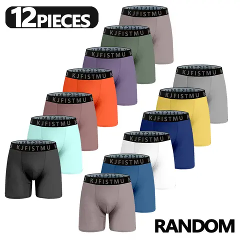 12 pieces/package Men's solid color spliced letter print simple boxer briefs, fabric for men's clothing, moisture-absorbing and sweat-wicking, antibacterial and deodorizing, soft and durable with shape retention, suitable for autumn wear - KJFISTMU Menswe