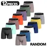 12 pieces/package Men's solid color spliced letter print simple boxer briefs, fabric for men's clothing, moisture-absorbing and sweat-wicking, antibacterial and deodorizing, soft and durable with shape retention, suitable for autumn wear - KJFISTMU Menswe