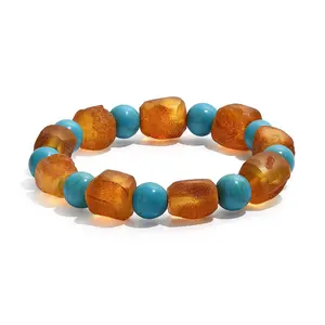 Baltic Amber and Magnesite Stretch Bracelet Christmas Gifts
