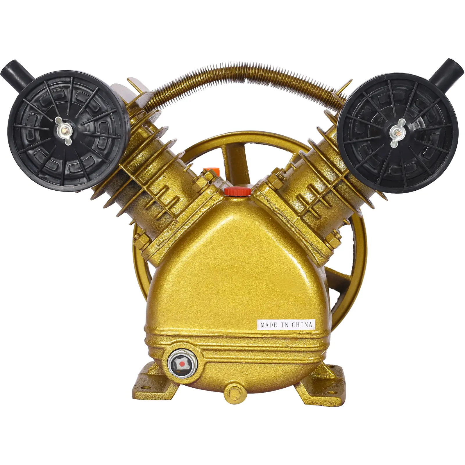 3HP V-Type Twin Cylinder Cast Iron Air Compressor Pump Head - Belt Driven, 120V, Single Stage, 115 PSI, 1050rpm, 8.8cfm, 32.6lbs, Golden, High Pressure, Low Noise, Fast Inflation, Strong & Tough for Industrial Users (Machinery, Construction), Faster Infla