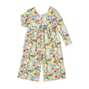 Joanna WIDE LEG ROMPER for Kids - Soft Bamboo Viscose Floral Print - Easy On Off Design - Sizes 12m to 8 - Comfortable Everyday Wear