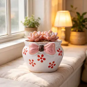 Minimalist Ceramic Succulent Pot with Drainage Holes, Indoor Plant Breathable Ceramic Planter, Elegant Home Decor Gift for Plant Lovers