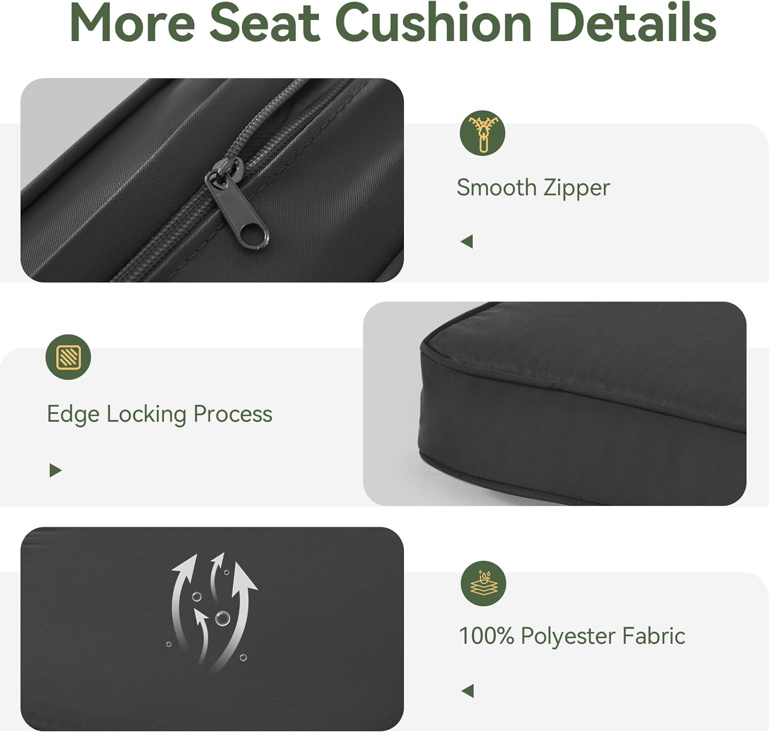 [Only Cushion] Aoxun 14-Piece Deep Seat Patio Cushions for 6-Seat Sets Waterproof Fade Resistant Black Replacement Outdoor Furniture Cushions with 4-Inch Thick 24D Foam & PP Cotton Fill