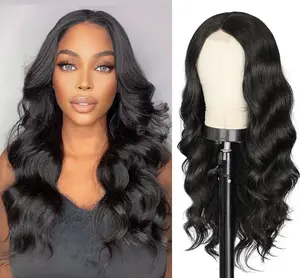 Women Long Black Wave Wig Synthetic Heat Resistant Hair Wig for Daily Party Use