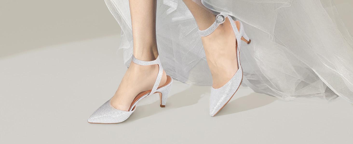 Women's Aliaa Pointed Toe Low Kitten Heels Comfort Wedding Party Casual Dress Closed Toe Pumps Shoes with 2 Inches Low Heel Design