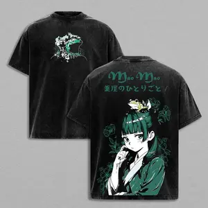 Maomao The Apothecary Diaries T-Shirt Oversize Unisex Heavy Cotton Vintage Washed Double Printed Anime Manga Graphic Tee Japanese Retro Streetwear Cosplay Womenswear Menswear Top Unisex couple T-shirts