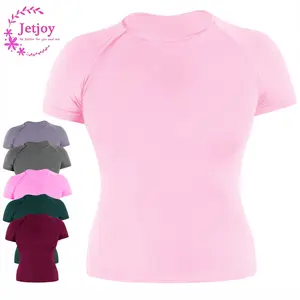Jetjoy Crop Top Workout Shirts for Women, Short Sleeve Seamless Gym T Shirts Short Sleeve Running Workout Tops Sporty Crew Neck Casual Breathable Sportswear Going Out Sports T-Shirt Tank Top