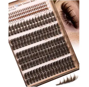 Brown Manga Lash Clusters With Spikes Wispy Cluster Eyelashes Extensions Fluffy Volume Anime Eyelash Clusters with Bottom Cluster Lashes Fairy Individual Lash Extension (D Curve 12-18mm 213 pieces)
