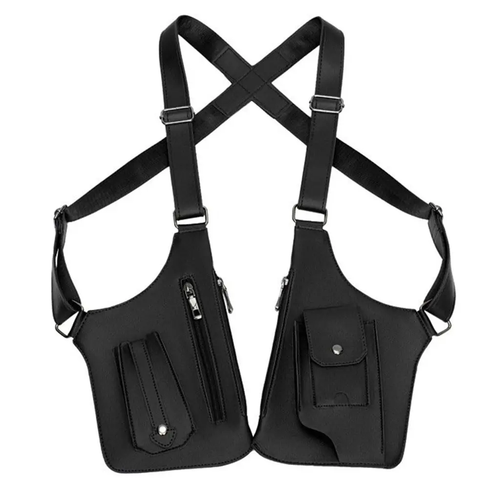 Men’s unisex premium leather crossbody shoulder bag with adjustable anti-theft pockets, accessories, and a hidden underarm wallet strap