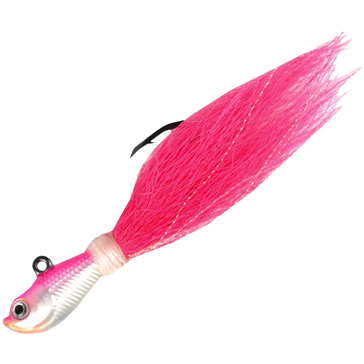 Eagle Claw Trokar Big Nasty Bucktail Saltwater Jigs, Lifelike and Durable Fishing Lure with Surgically Sharpened Hook, Pink, 1 oz, 5/0