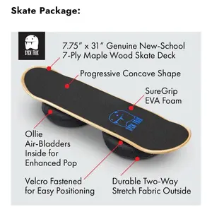 Syck Trix OG Skate Package - 7.75 x 31 Genuine New-School 7-Ply Maple Wood Deck with Progressive Concave Shape SureGrip EVA Foam Ollie Air-Bladders Inside for Enhanced Pop Velcro Fastened for Easy Positioning