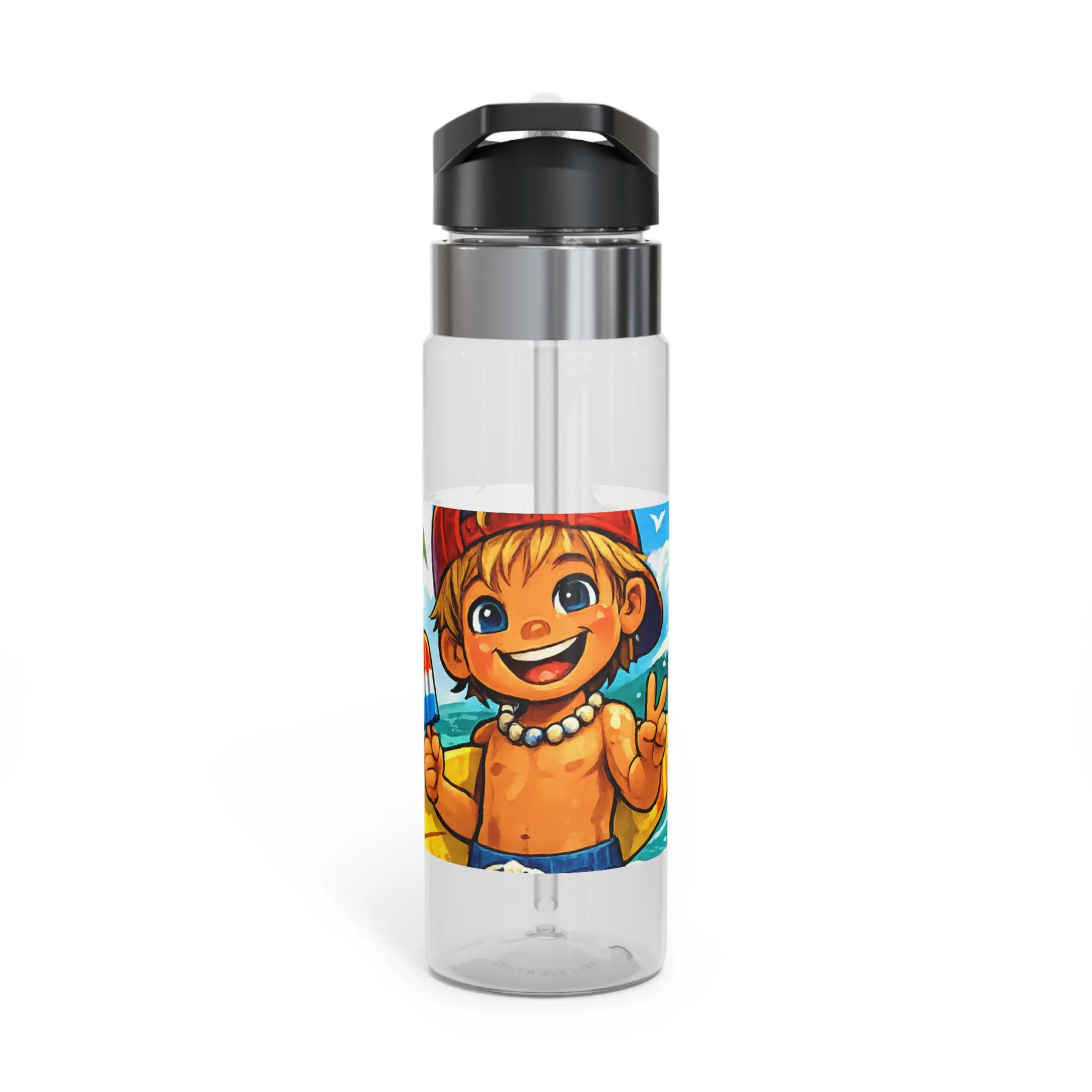 20oz Sport Bottle — Happy Beach Kid Design (Kensington Tritan™)