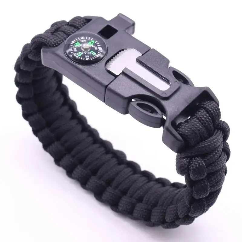 Paracord Survival Bracelet with Metal Buckle, Precise Pointing Compass Tool, Tactical Look Outdoor Umbrella Rope - Easy-Carry Survival Kit, Outdoor Gadgets, Camping Hiking Supplies, Travel Accessory