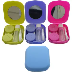 4 Pack Colorful Contact Lens Case Kit with Mirror Durable Compact Portable Soak Storage Multi Color