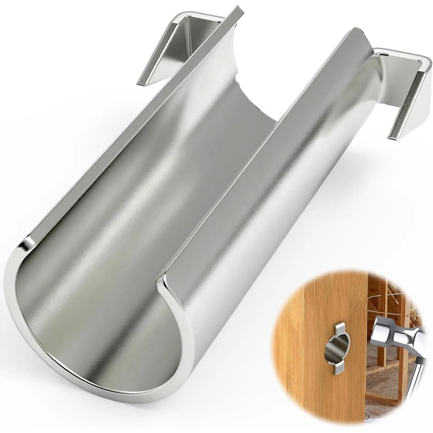 100-Pack 2.37 in Dia Steel Cylindrical Smart Shield Nail Guard for Nail Gun, Screw Use, Interior Wall & Ceiling Board Stud Electrical Wiring Protection, Cable Safe Solution to Prevent Damage