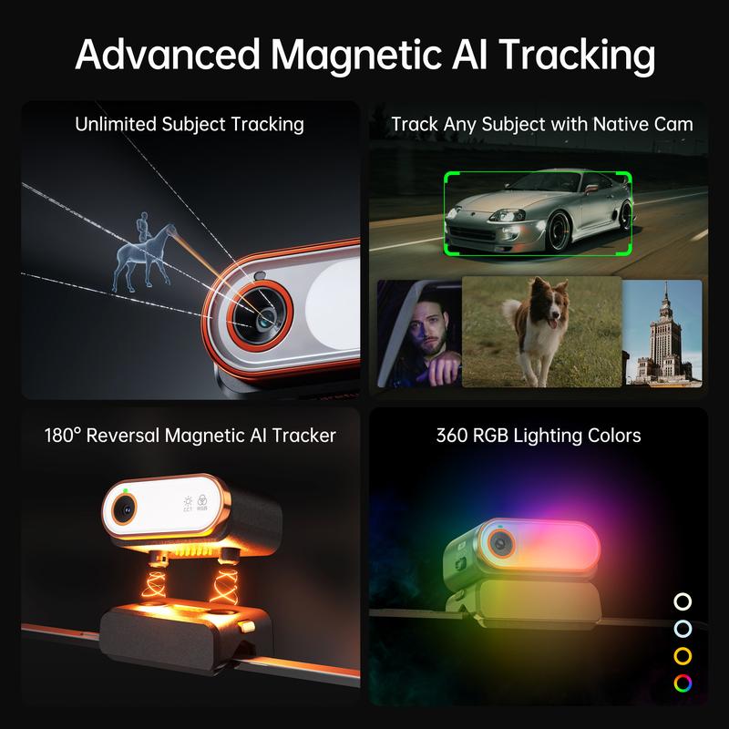 Hohem iSteady M7 AI Tracking Smartphone Gimbal Stabilizer 3-Axis with Magnetic Fill Light/AI Tracking Sensor for iPhone Android with 1/4-inch Color Tochscreen Display,Detachable Remote Controller, Max Payload 500g 2023 Upgraded