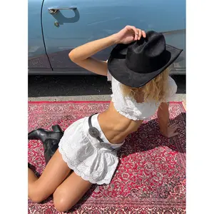 Babies Breath Embroidered Mini Skirt White