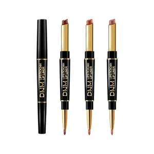 3Pcs Chestnut Nude Brown Matte Lip Liner and Lipstick Combo Set Kit for Women Antique Rose Magic Lipstick 24 Hours Original Lip Liner Makeup Stain Long Lasting Waterproof Smudge Proof labial