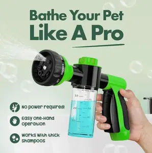 Soap & Shampoo Dispenser for Pet Wash and Garden Hose Sprayer Nozzle with Adjustable Spray Settings and One-Handed Operation for Easy Bath Time