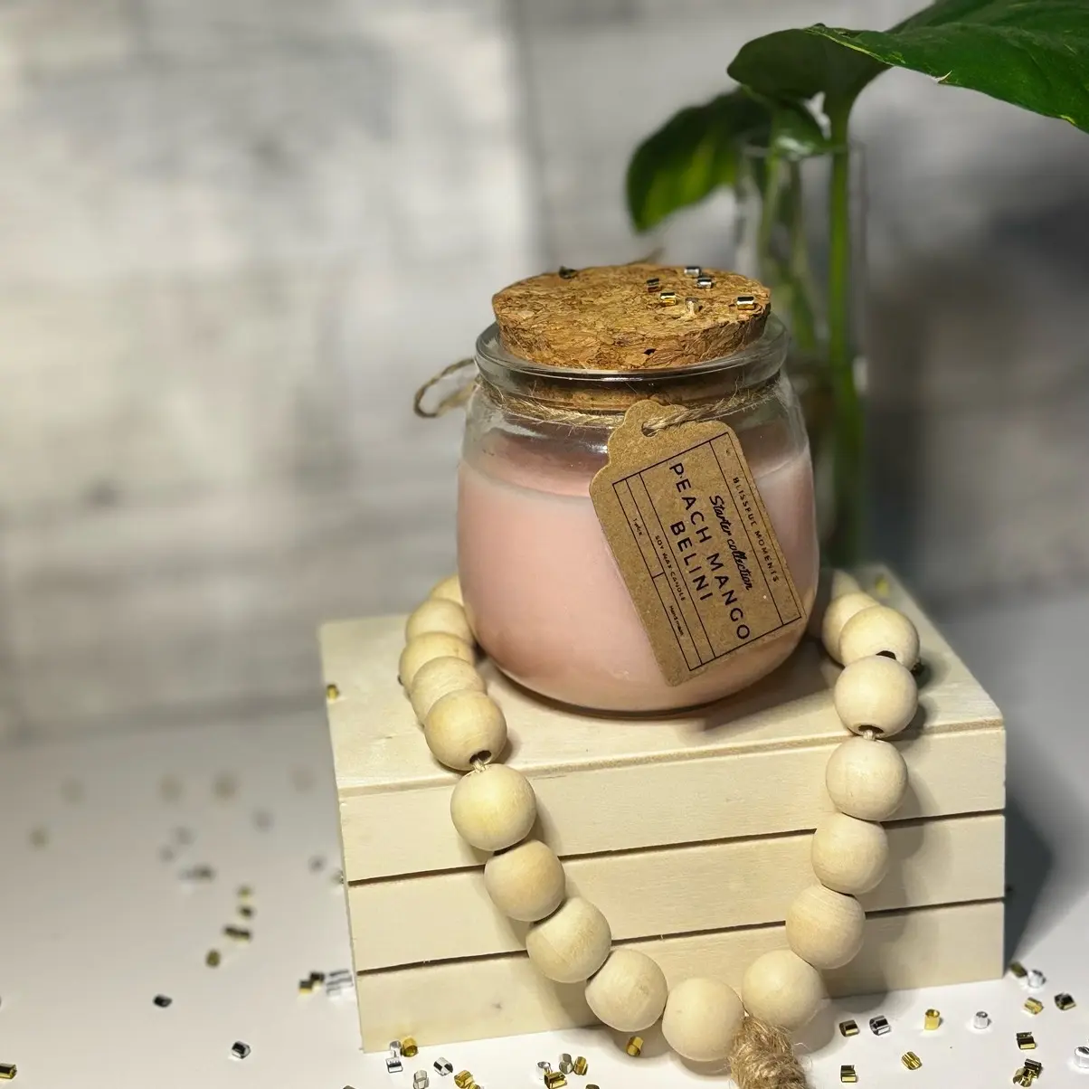 Soy wax candle- Peach mango Belini  Tropical oasis aroma perfect for lovers of fruity and delicious scents.