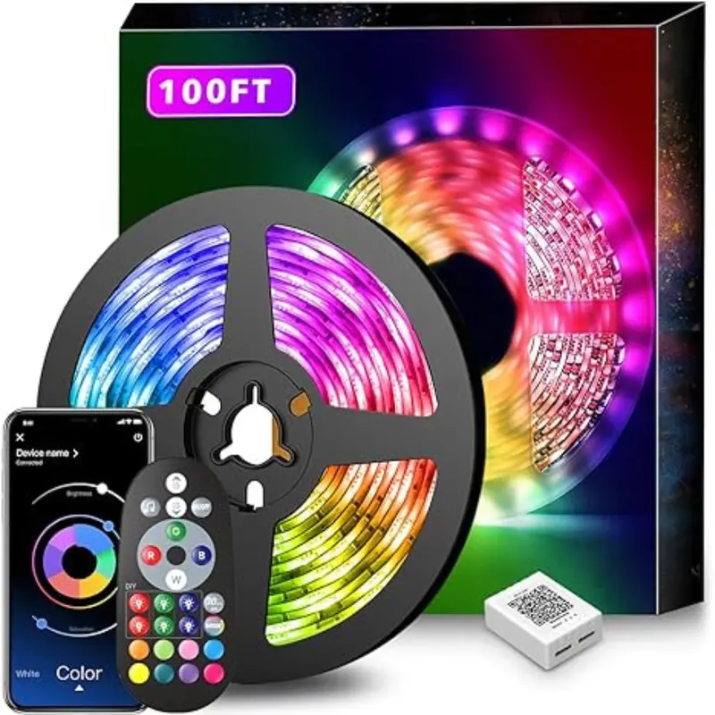 [Limited Time Deal] 100Ft Music Sync Color Changing LED Strip Lights with Remote, App Control, Built-in Mic (APP+Remote+Mic) Female Male Anniversary Auspicious Birthday Daily Engagement Fabric Valantine