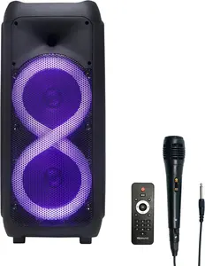 IQ Sound IQ-7288DJBT Dual 8” Portable Bluetooth Party Speaker with LED Lights & TWS