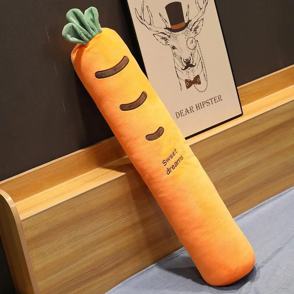 Cartoon Themed Long Stuffed Pillow - Cactus, Strawberry, Carrot, Fruit Motifs Bed Cushion for DIY Toy Decor Specialty Supplies, Plant Themed