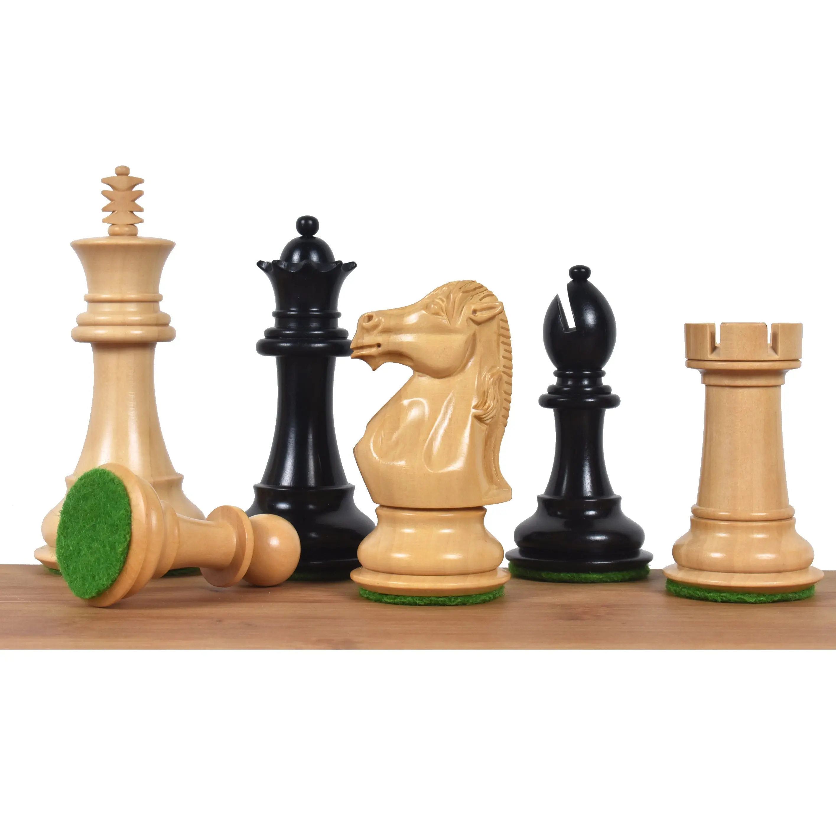 Slightly Imperfect 3.9" Royal Knight Staunton Chess Set - Chess Pieces Only- Triple Weighted Ebony Wood