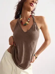 Sable x Bohemela Women's Casual Solid Color Knit Loose Fit Tank Top