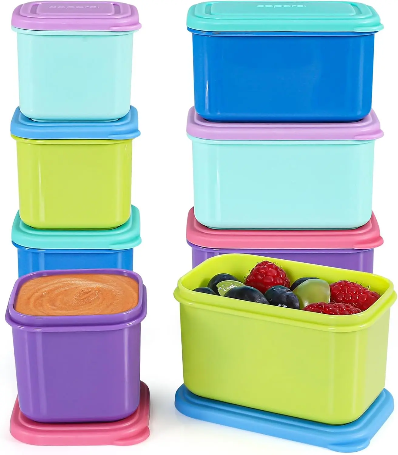 Kitchen Reusable Food Storage Containers with Lids (Set of 8: 4pcs 3oz, 4pcs 5oz) - Leakproof Airtight, Stackable, BPA-Free Colorful Containers for Snacks, Condiments, Food Storage Container, Leakproof Airtight Containers