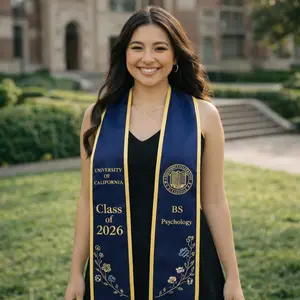 Custom Your Design Text Logo Graduation Stole, Personalized Name Print Grad Sash Class of 2026, Customizable College Commencement Stole Graduation Gift