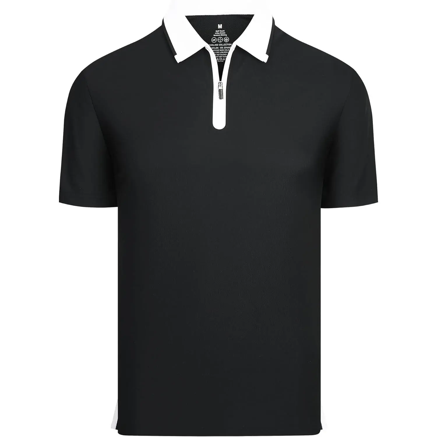 Alex Vando Men’s Golf Polo Shirt - Short Sleeve Tops, Quick Dry, Stretch Fit, Breathable, Performance Fabric, Zip Closure, Contrast Trim, Athletic Look, Nylon Spandex