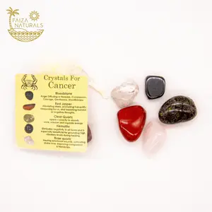 Zodiac Crystals for Cancer 5 Pieces Set with Bloodstone, Red Jasper, Clear Quartz, Hematite, and Rose Quartz
