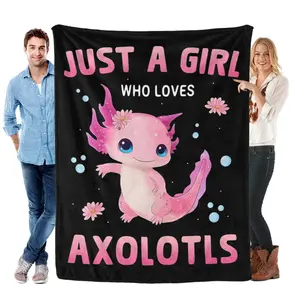 Axolotl Blanket Gifts for Kids Woman - Just A Girl Who Loves Axolotls Cute Animal Lovers Throw for Teen Adults Soft Cozy Bed Couch Decor Birthday Lightweight Blanket 50"x60"