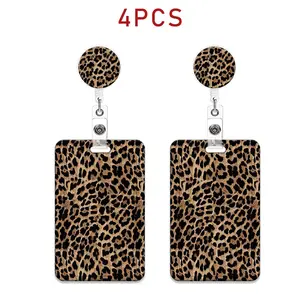 Leopard Print Badge Clip Set, Vertical ID Holder, Medical Assistant Badge Buddy, Office Gift for Nurses, Doctors, Staff
