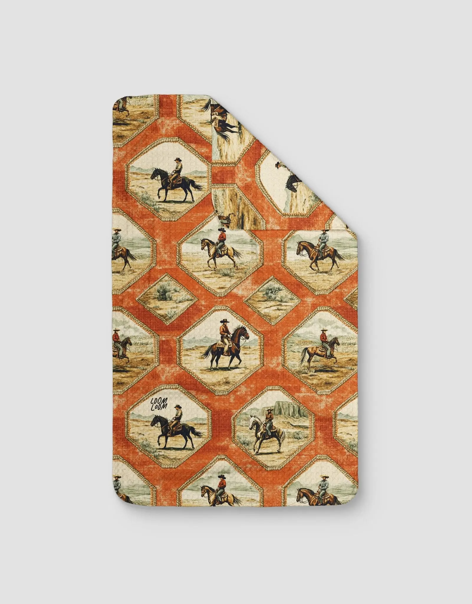 16x28" Cowboy Frames Double-Sided Print Kitchen Tea Towel - Quick-Dry, Absorbent Cleaning Cloth for Dishes, Ideal Gift for Home Supplies