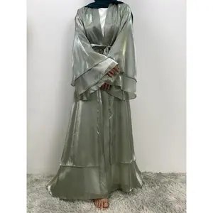 Women's Solid Color Belted Abaya without Hijab, Modest Casual Long Sleeve Outerwear for Daily Wear, Ladies Islamic Clothing for Spring & Fall, Eid Abayas 2025