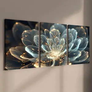 Flower Pattern Canvas Painting with Frame, 3 Counts/set Modern Art Wall Decor, Wall Art Decoration, Wall Art for Home Living Room Bedroom Office