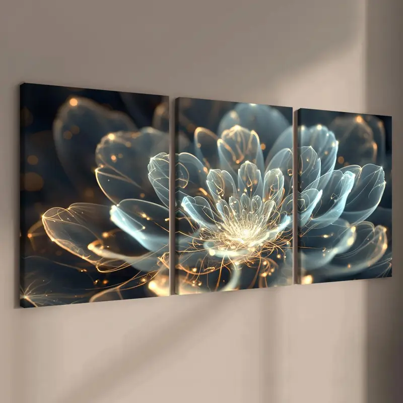 Flower Pattern Canvas Painting with Frame, 3 Counts/set Modern Art Design Aesthetic Wall Decor, Wall Art Decoration, Home Decor Products, Decoration Items, Wall Art for Home Living Room Bedroom Office