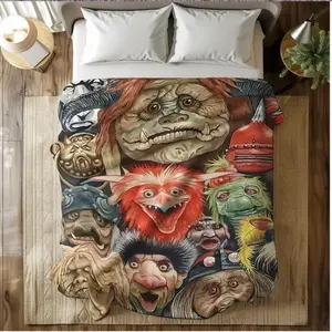 Labyrinth Inspired Fantasy Movie Blanket, Flannel Retro Goblin King Art Design, Ultra Soft All-Season Throw for Fans, Cozy Gift for Couch Bed Office Travel, Aesthetic Room Decor