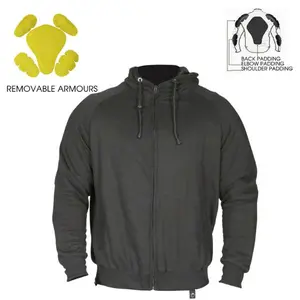 Men's Motorcycle Motorbike Fleece Hoodie Textile CE Approved Padded Armor Jacket