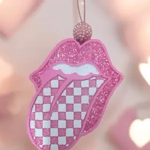 Checkered Tongue Car Freshie | Trendy Car Charm | Strong Long Lasting Scent | Handmade Air Freshener